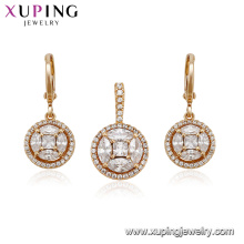 64529 Xuping luxury gem stones for making jewelry delicate round gold geometric jewelry set